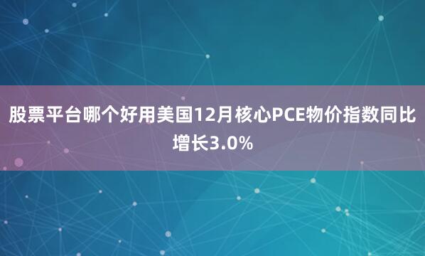股票平台哪个好用美国12月核心PCE物价指数同比增长3.0%